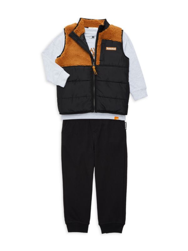 Берберский комплект из трех предметов: жилет, толстовка и спортивные штаны для маленького мальчика Timberland