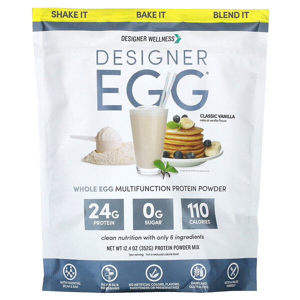 Designer Egg, Whole Egg Multifunction Protein Powder, Classic Vanilla, 12.4 oz (352 g) Designer Wellness