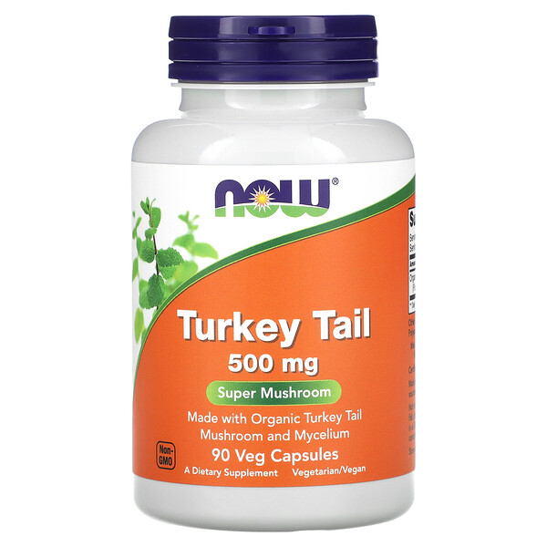 Turkey Tail, 500 mg, 90 Veg Capsules (Вегетарианские капсулы) (250 mg per Capsule) NOW Foods