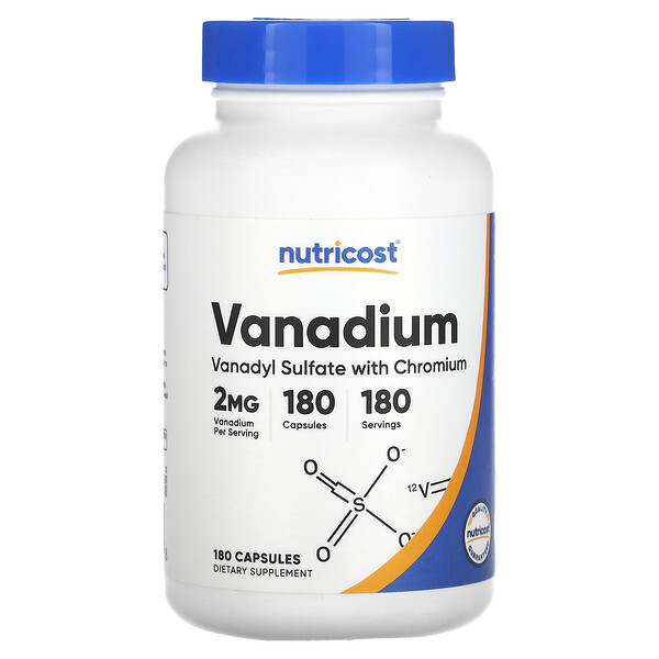 Ванадий, 2 мг, 180 капсул Nutricost