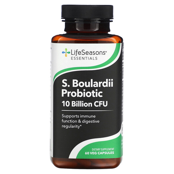 S. Boulardii Prodiotic, 10 Billion, 60 Veg Capsules (Вегетарианские капсулы) (5 Billion CFU per Capsule) LifeSeasons