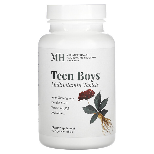Мультивитамины для подростков для мальчиков, 90 вегетарианских таблеток Michael's Naturopathic
