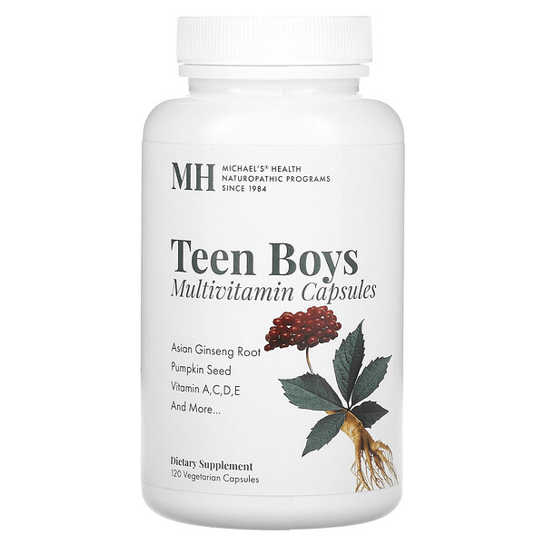 Мультивитамины для подростков для мальчиков, 120 вегетарианских капсул Michael's Naturopathic