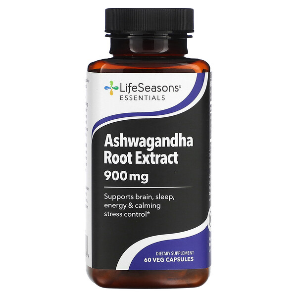 Ashwagandha Root Extract, 900 mg, 60 Veg Capsules (Вегетарианские капсулы) (450 mg per Capsule) LifeSeasons