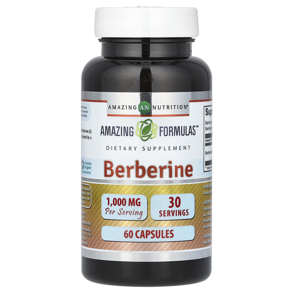 Берберин, 1000 мг, 60 капсул (500 мг на капсулу) Amazing Nutrition