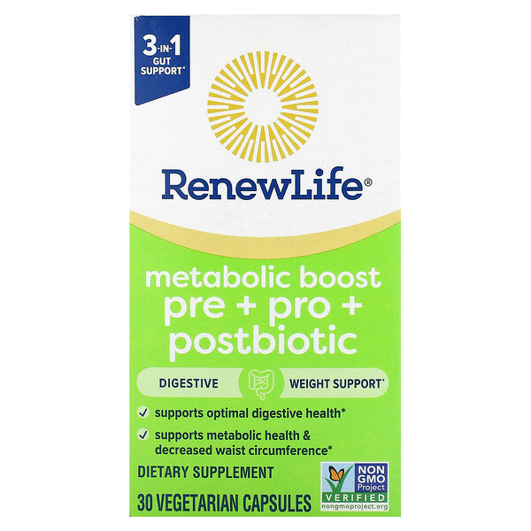 Metabolic Boost, Pre + Pro + Postbiotic, 30 Vegetarian Capsules (Вегетарианские капсулы) Renew Life