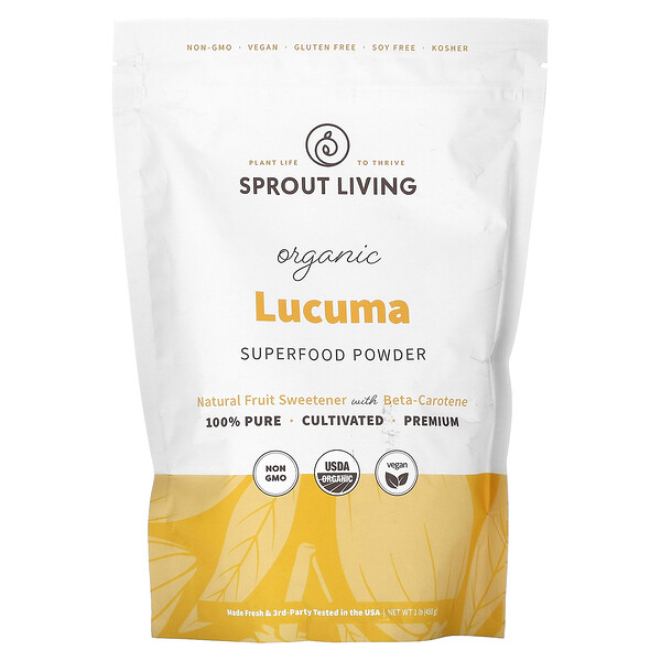Органический суперпищевой порошок Lucuma, 1 фунт (450 г) Sprout Living