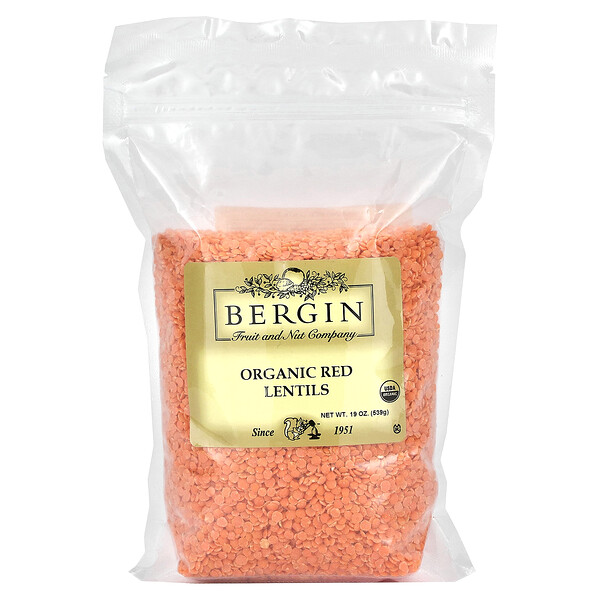 Organic Red Lentils, 19 oz (539 g) Bergin Fruit and Nut Company