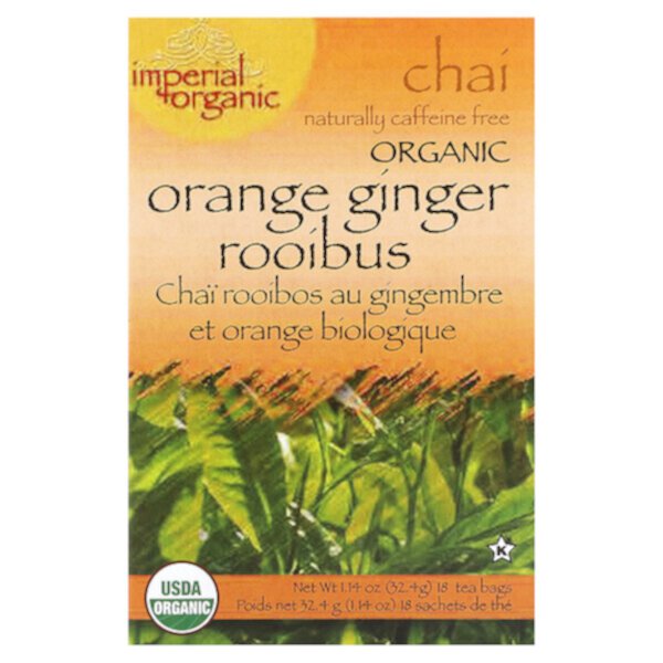 Imperial Organic, Orange Ginger Rooibus Chai, Caffeine Free, 18 Tea Bags, 1.14 oz (32.4 g) Uncle Lee's