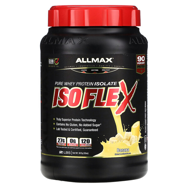 Isoflex, Чистый изолят сывороточного протеина, банан, 2 фунта (907 г) ALLMAX