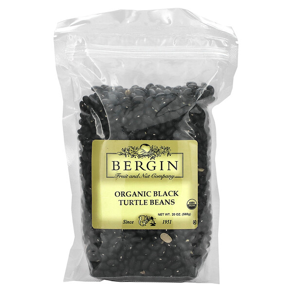 Organic Black Turtle Beans, 20 oz (568 g) Bergin Fruit and Nut Company