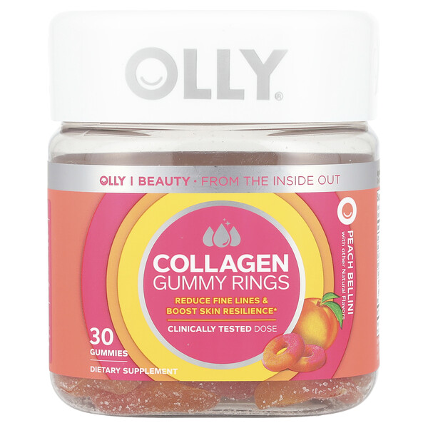 Collagen Gummy Rings, Peach Bellini, 30 Gummies (Жевательные конфеты) OLLY