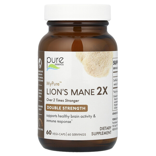 MyPure™, Lion's Mane 2X, Double Strength, 60 Vegi-Caps Pure Essence