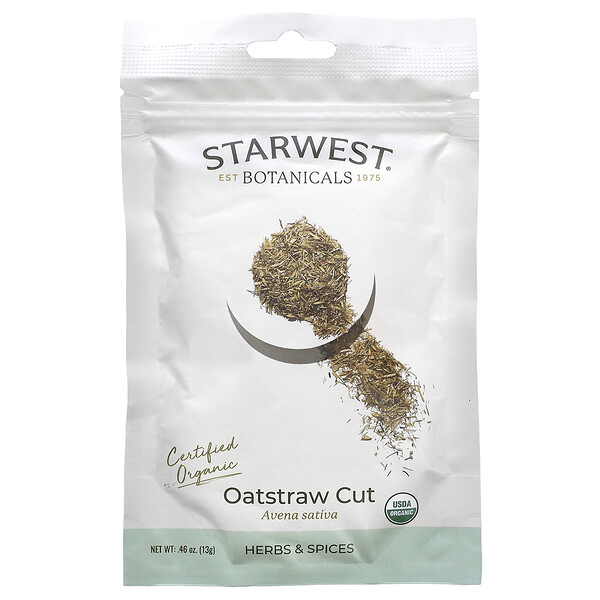 Органическая нарезка овсяной соломы, 0,46 унции (13 г) Starwest Botanicals