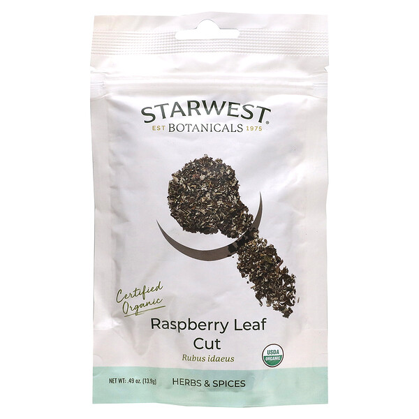 Organic Raspberry Leaf Cut, 0.49 oz (13.9 g) Starwest Botanicals