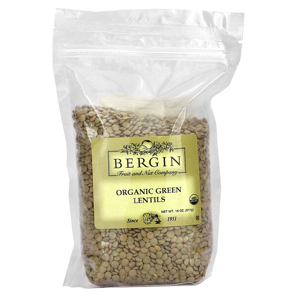 Organic Green Lentils, 18 oz (511 g) Bergin Fruit and Nut Company