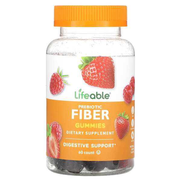 Prebiotic Fiber Gummies (Жевательные конфеты), Natural Berry, 60 Gummies Lifeable