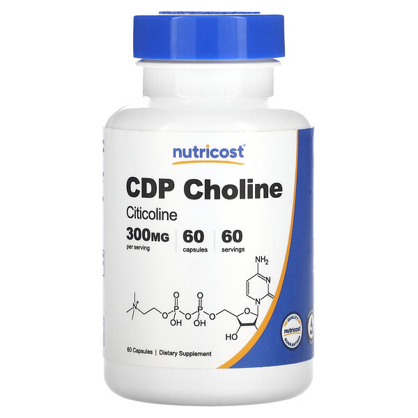 CDP Choline, Цитиколин - 300мг - 120 капсул - Nutricost Nutricost