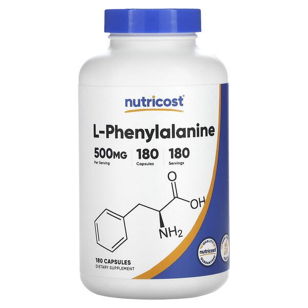 L-Фенилаланин - 500 мг - 180 капсул - Nutricost Nutricost