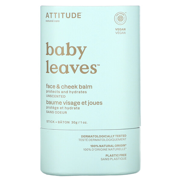 Baby Leaves, Бальзам для лица и щек, без запаха, 1 унция. (30 г) ATTITUDE