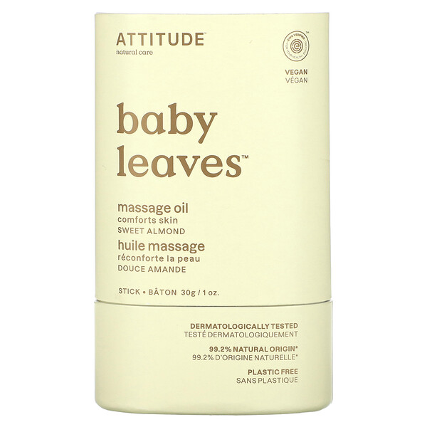 Baby Leaves, Массажное масло-карандаш, сладкий миндаль, 1 унция. (30 г) ATTITUDE