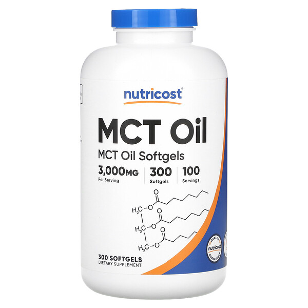 Масло MCT, 1000 мг, 300 мягких таблеток Nutricost
