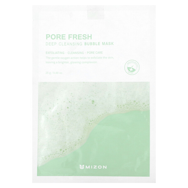 Pore Fresh, Глубоко очищающая пузырьковая косметическая маска, 1 тканевая маска, 0,88 унции (25 г) Mizon