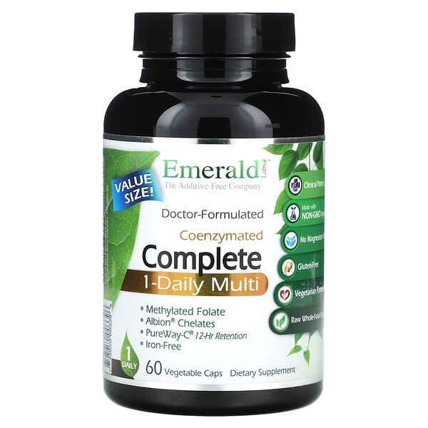 CoEnzymated Complete мультивитамины для приема 1 раз в день, 60 растительных капсул Emerald Labs