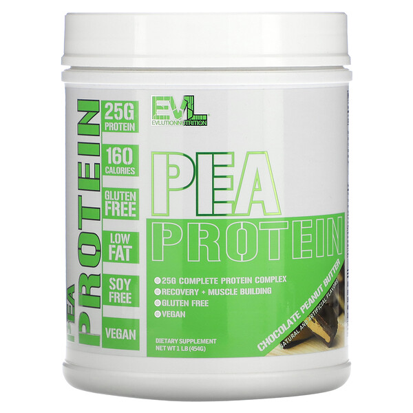 Pea Protein, Chocolate Peanut Butter, 1 lb (Фунты) (454 g) EVLution Nutrition