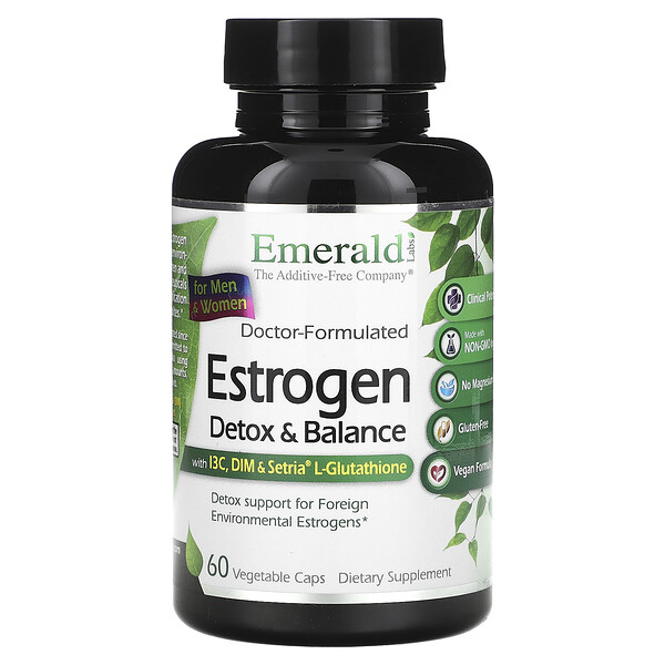 Эстроген, Детокс и баланс, 60 растительных капсул Emerald Labs