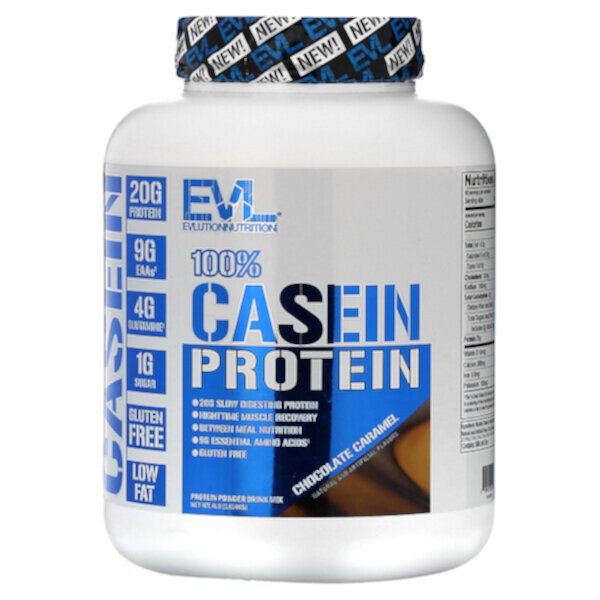 100% казеиновый протеин, шоколадная карамель, 4 фунта (1,814 кг) EVLution Nutrition