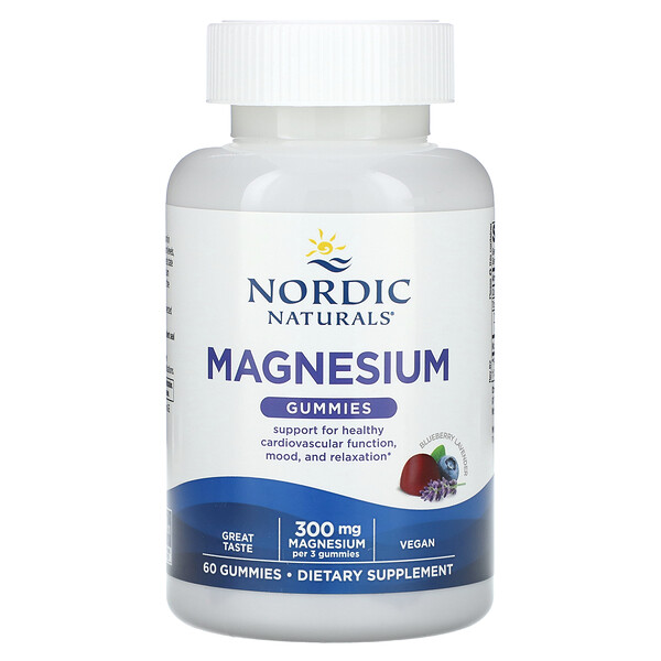 Magnesium Gummies, Blueberry Lavender, 100 mg, 60 Gummies Nordic Naturals
