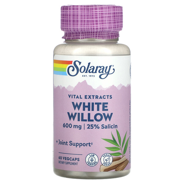 Vital Extracts, White Willow, 600 mg, 60 VegCaps Solaray