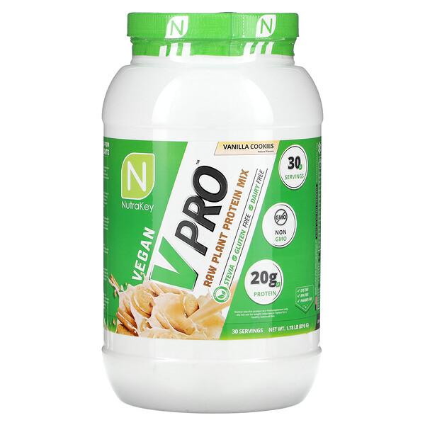V Pro, Смесь сырых растительных белков, ванильное печенье, 1,78 фунта (810 г) Nutrakey