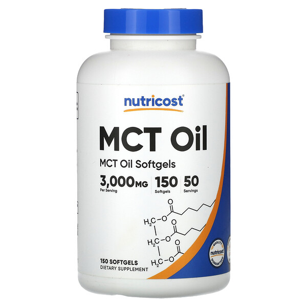Масло MCT, 1000 мг, 150 мягких таблеток Nutricost