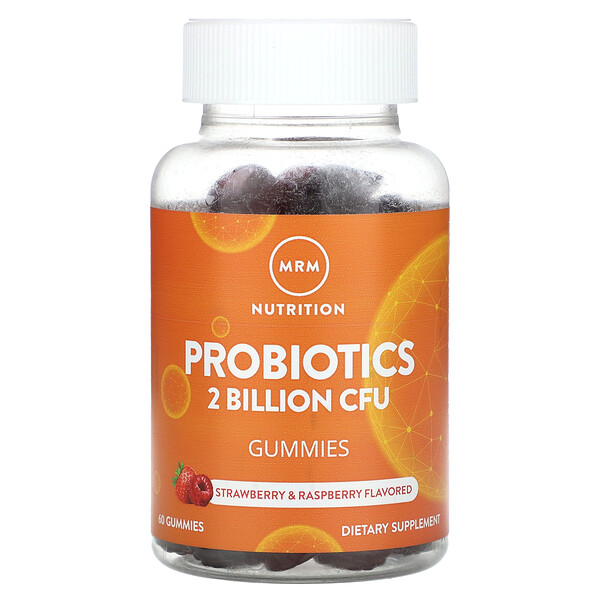 Probiotics Gummies (Жевательные конфеты), Strawberry & Raspberry, 1 Billion CFU, 60 Gummies MRM