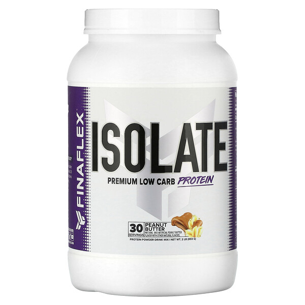 Isolate, Низкоуглеводный протеин премиум-класса, арахисовое масло, 2 фунта (893 г) Finaflex