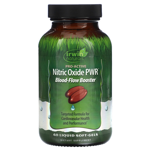 Nitric Oxide PWR, Blood-Flow Booster, 60 Liquid Soft-Gels (Жидкие мягкие капсулы) Irwin Naturals