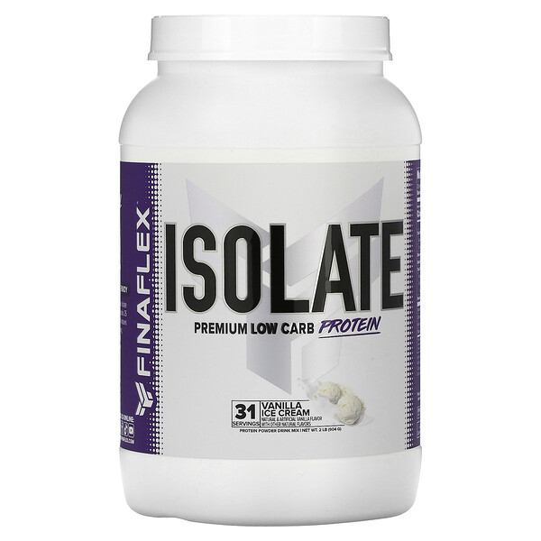 Isolate, Низкоуглеводный протеин премиум-класса, ванильное мороженое, 2 фунта (904 г) Finaflex