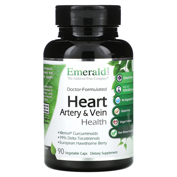 Здоровье сердечных артерий и вен, 90 растительных капсул Emerald Labs