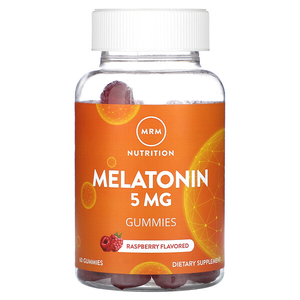 Мелатониновые жевательные конфеты, малина, 5 мг, 60 жевательных таблеток MRM