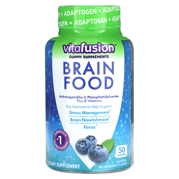 Мармеладки для питания мозга, черника, 50 жевательных конфет Vitafusion