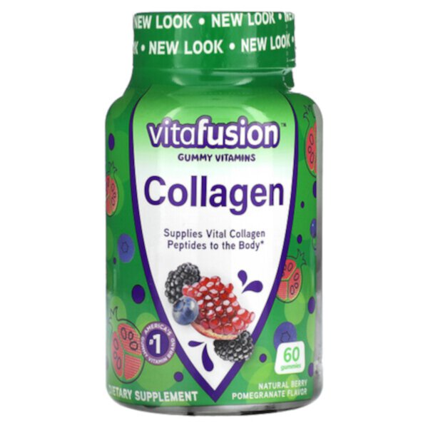 Collagen Gummies, натуральные ягоды граната, 60 жевательных конфет Vitafusion