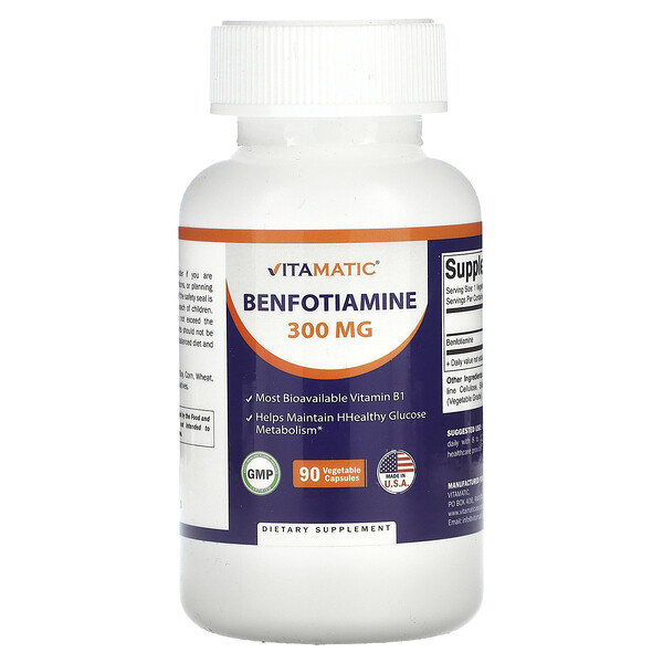 Benfotiamine, 300 мг, 90 растительных капсул - Vitamatic Vitamatic