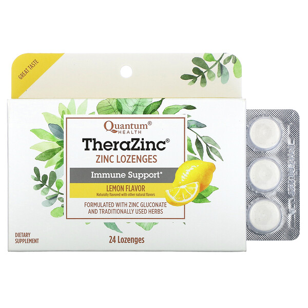 TheraZinc, Поддержка иммунитета, лимон, 24 пастилки Quantum