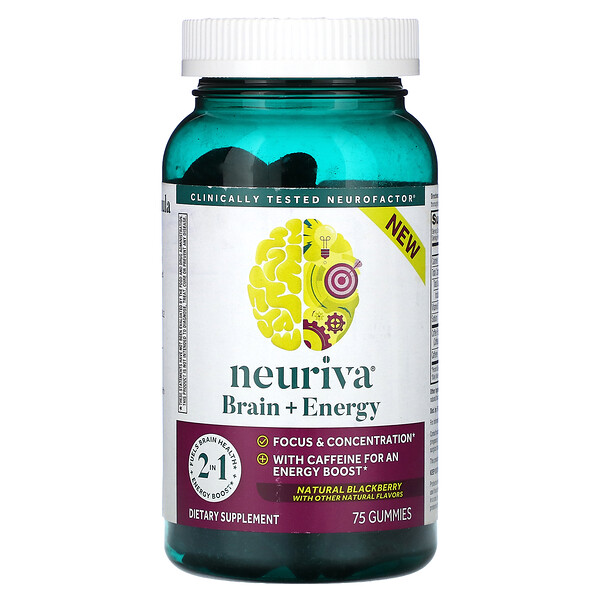 Neuriva, Brain + Energy, натуральная ежевика, 75 жевательных конфет Schiff