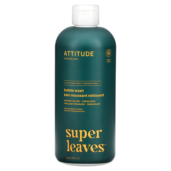 Super Leaves, Bubble Wash, листья апельсина, 16 жидких унций (473 мл) ATTITUDE