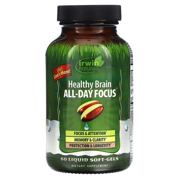 Healthy Brain, All-Day Focus, 60 Liquid Soft-Gels (Жидкие мягкие капсулы) Irwin Naturals