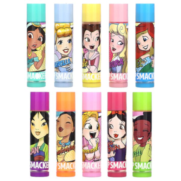 Disney Princess, Бальзам для губ, в ассортименте, 10 упаковок по 0,14 унции (4 г) каждая Lip Smacker