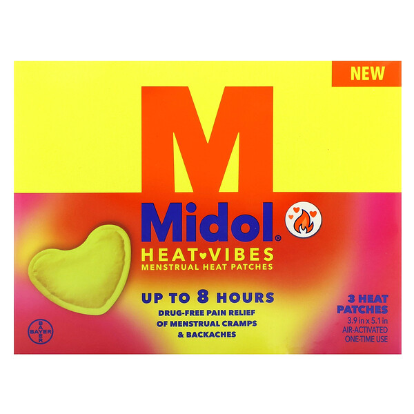 Heat Vibes, Менструальные тепловые пластыри, 3 тепловых пластыря Midol